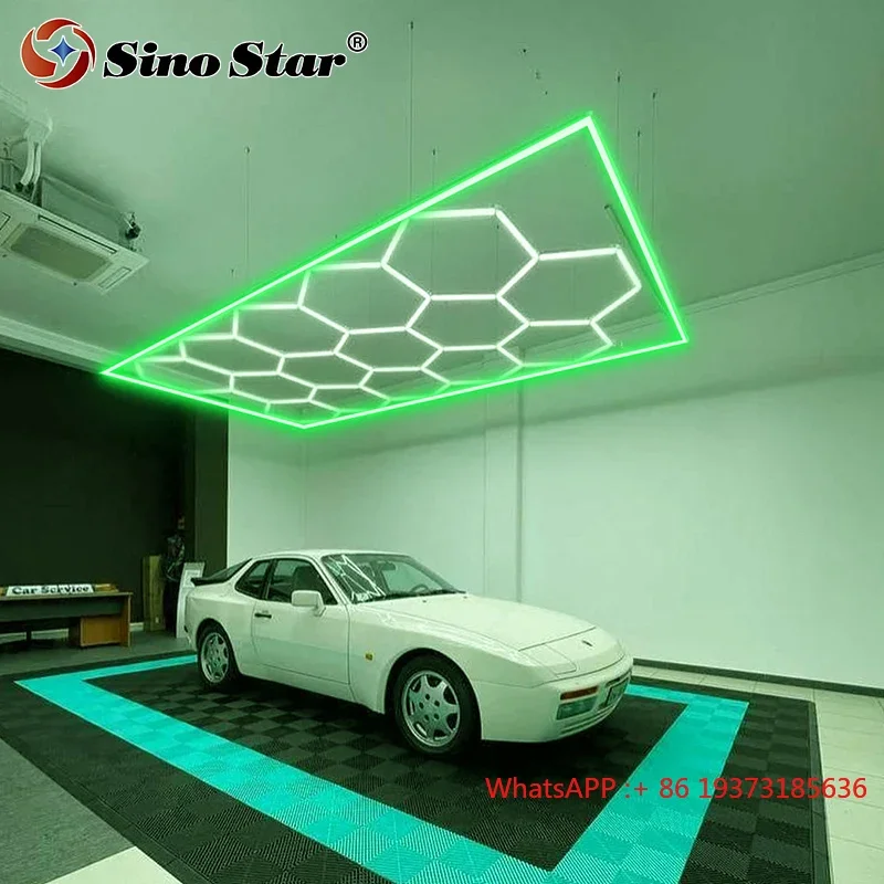 ST102Green Out Frame High Lightness New Design Shop Party Barber Supermarket Car Workshop Night Club Light Led Hexagon Light