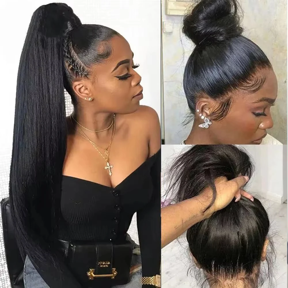 

Invisible Strap HD 360 Lace Front Wigs Human Hair Kinky Straight Preplucked 13X4 5X5 Lace Wig Drawstring Glueless Wig For Women