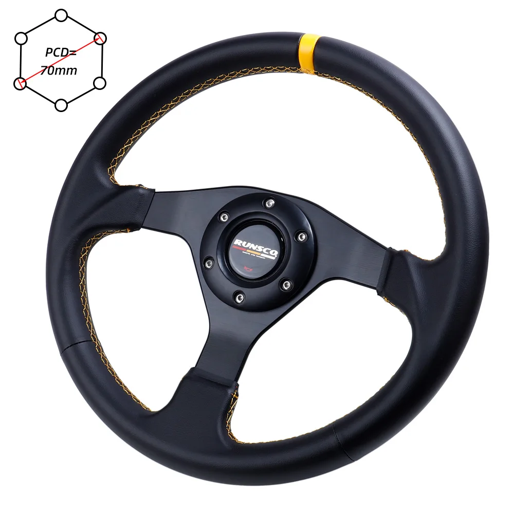 12.6inch Steering Wheel Genuine Leather Racing Drift Pc Sim Game Steering Wheels Control Frame Aluminum 6061-T6 PCD=70mm