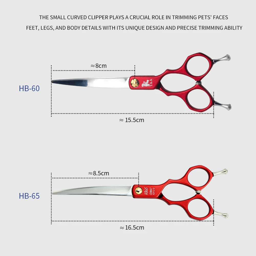 TAA Dog Scissors Professional Pet Grooming Scissors 6.5 Inch Curved Scissors for Dog Cat Shears Ultra-Light Cutter HB60/HB65