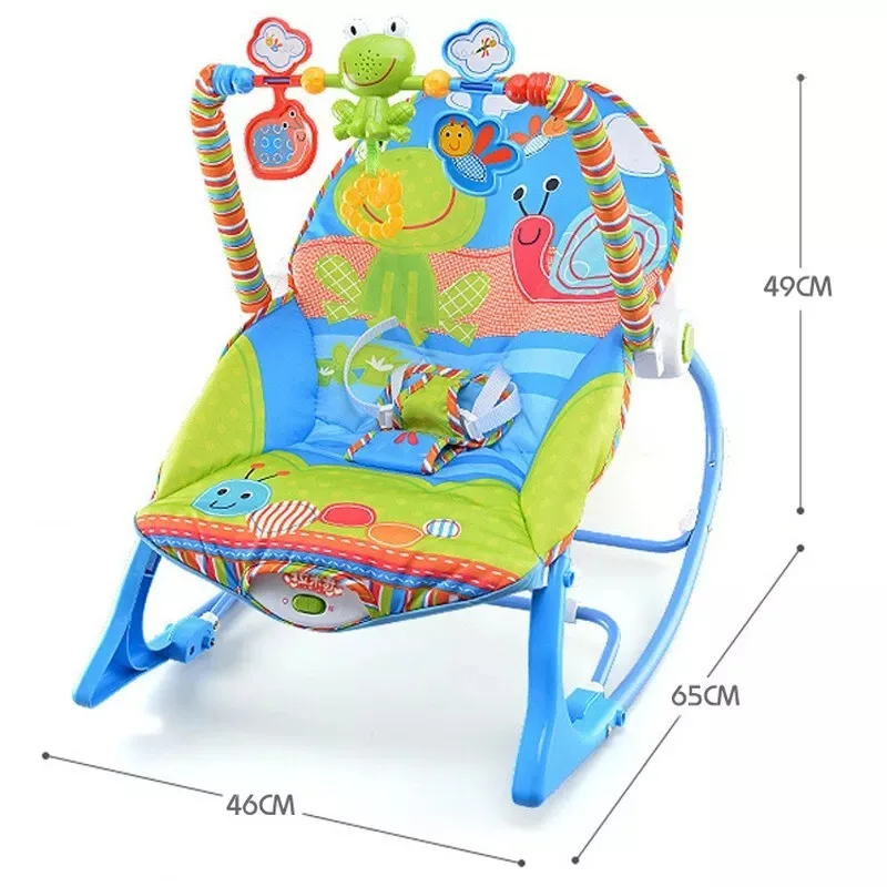 2 in 1 Baby Music Bouncer & Rocker Toys Removable Toy Rack Height Adjustable Portable Baby Cradle Chair for Kids Boys Girls