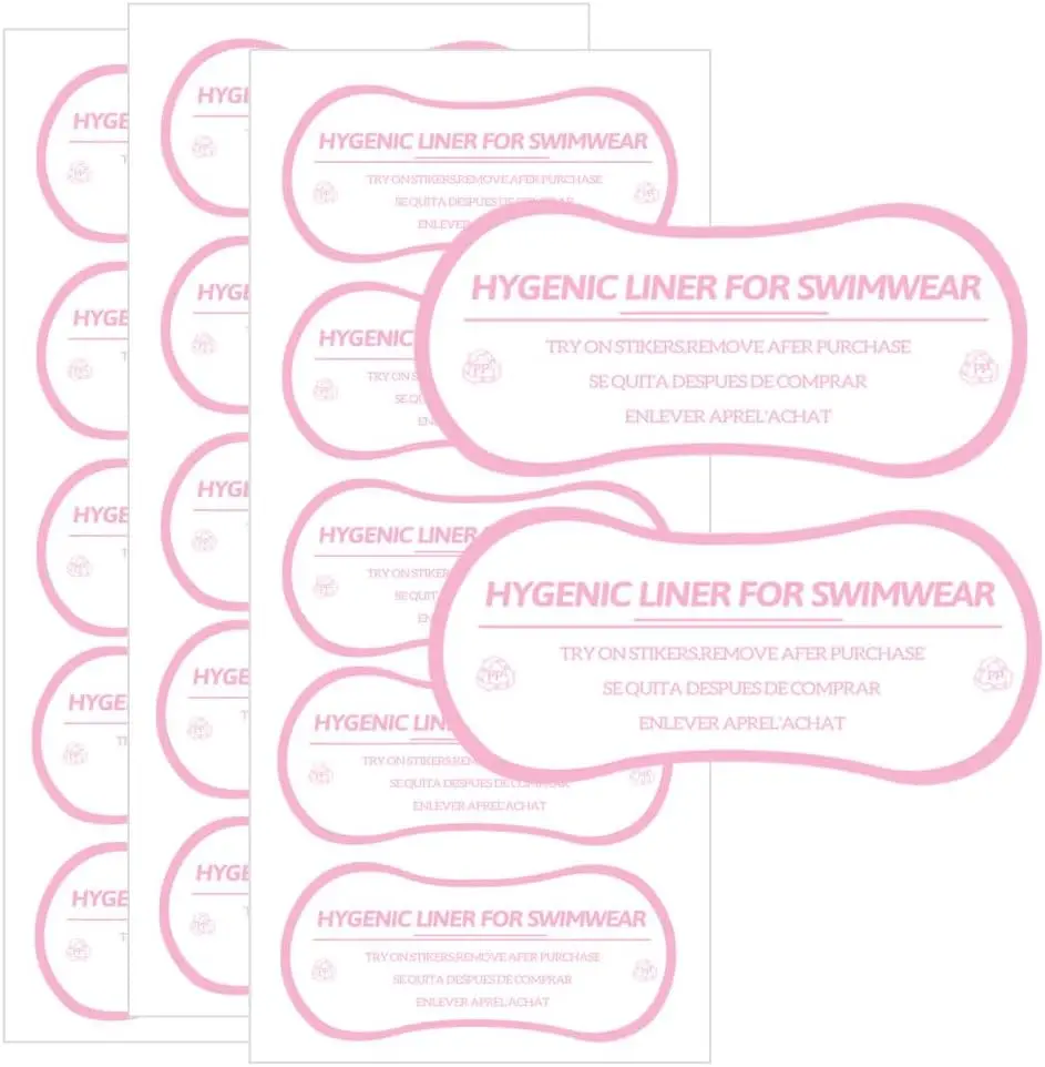 100 Pcs Adhesive Protective Hygiene Try on Sticker Hygiene Strip Bulk for Swimwear Underwear Panty Liners Bikini, Hygiene Liners