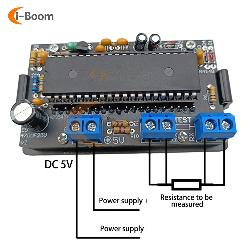 Imagem -03 - Diy Resistência Eletrônica Tester Kit Ohímetro Display Digital Módulo Prática de Solda dc 5v