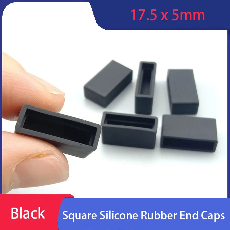 1-100pcs Black Square Silicone Rubber End Caps Rectangular Silicone Rubber Caps Double-row In-line Silicone Rubber End Caps