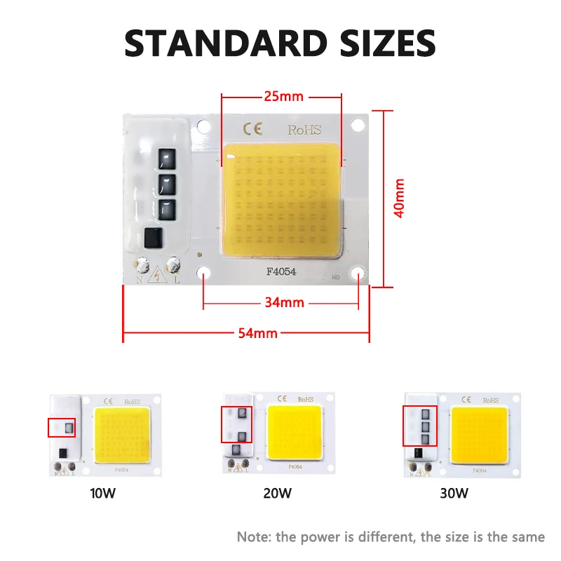 AC 220V LED Chip 10W 20W 30W 50W 110V COB Lamp Bead High Voltage Driver-Free Warm Cool White Full Spectrum for Grow Flood Light