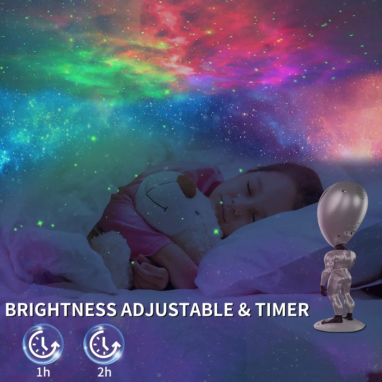 Projecteur de galAct extraterrestre pour chambre à coucher, lampe LED nébuleuse étoilée avec minuterie et télécommande, veilleuse Aliund n