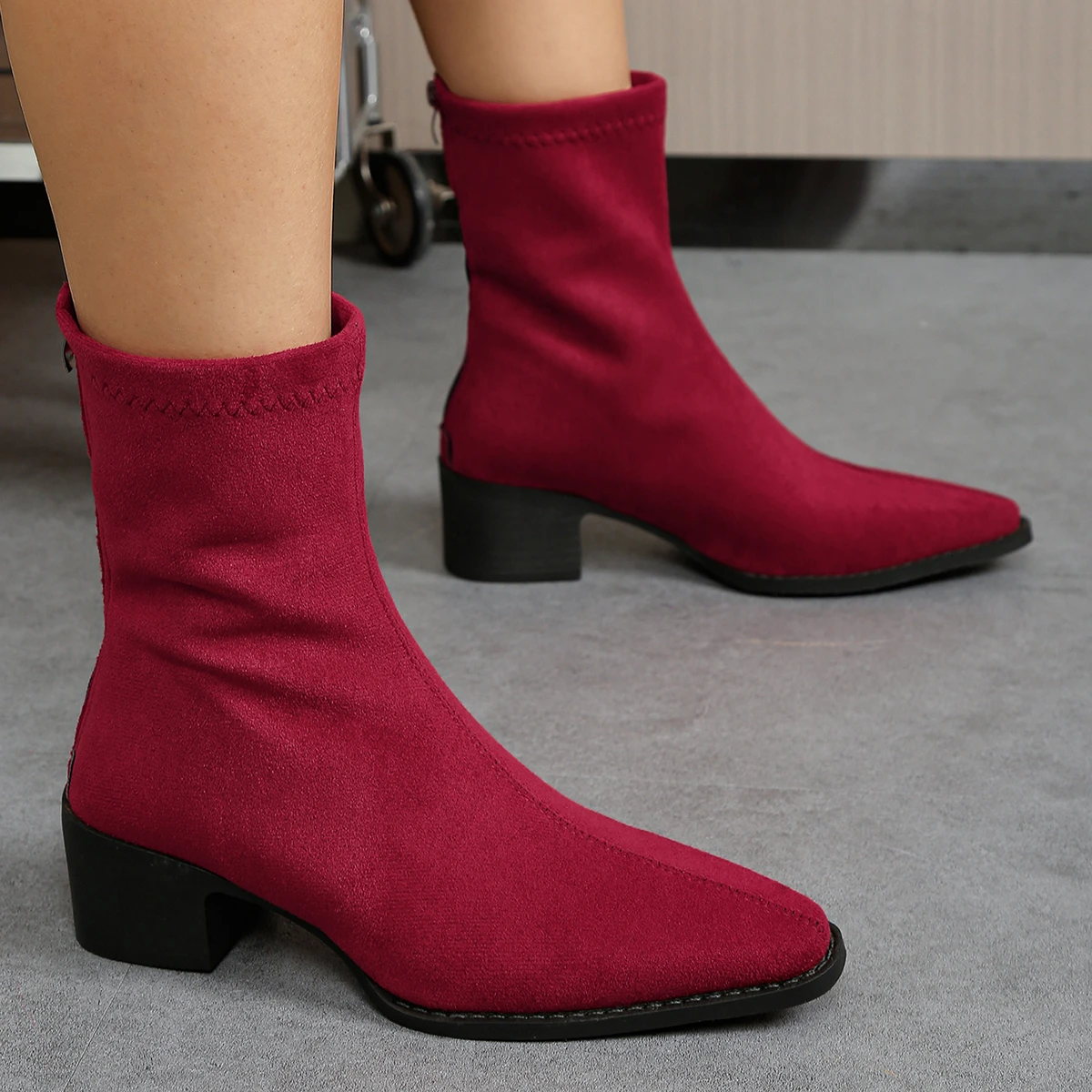 Women Ankle Boots 2026 New Trend Comfortable Boots Woman Elegant Chunky High Heels Shoes Fashion Retro Designer Shoes for Woman