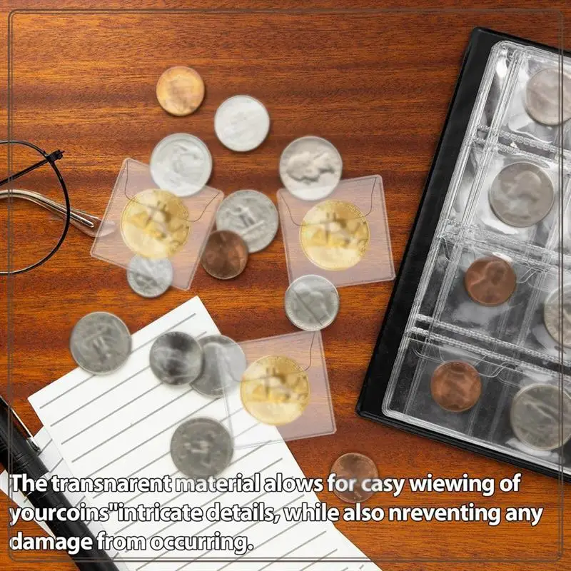 

Reliable-200Pcs Single Pocket Coin Sleeves Holders Clear PVC Coin Protectors Individual Plastic Coin Holders,2.2 X 2.2 Inch,200P
