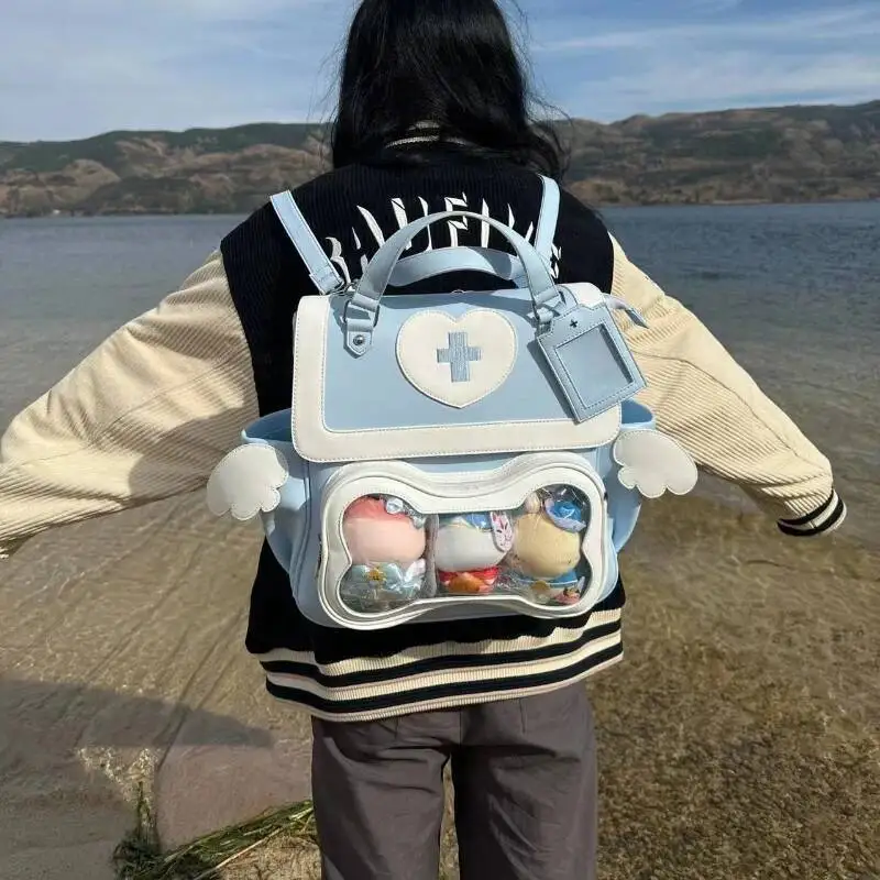 Japanese Transparent Schoolbags Women Fashion Streetwear Y2k Aesthetic Backpacks New Kawaii Chic All Match Ita Bags Femme
