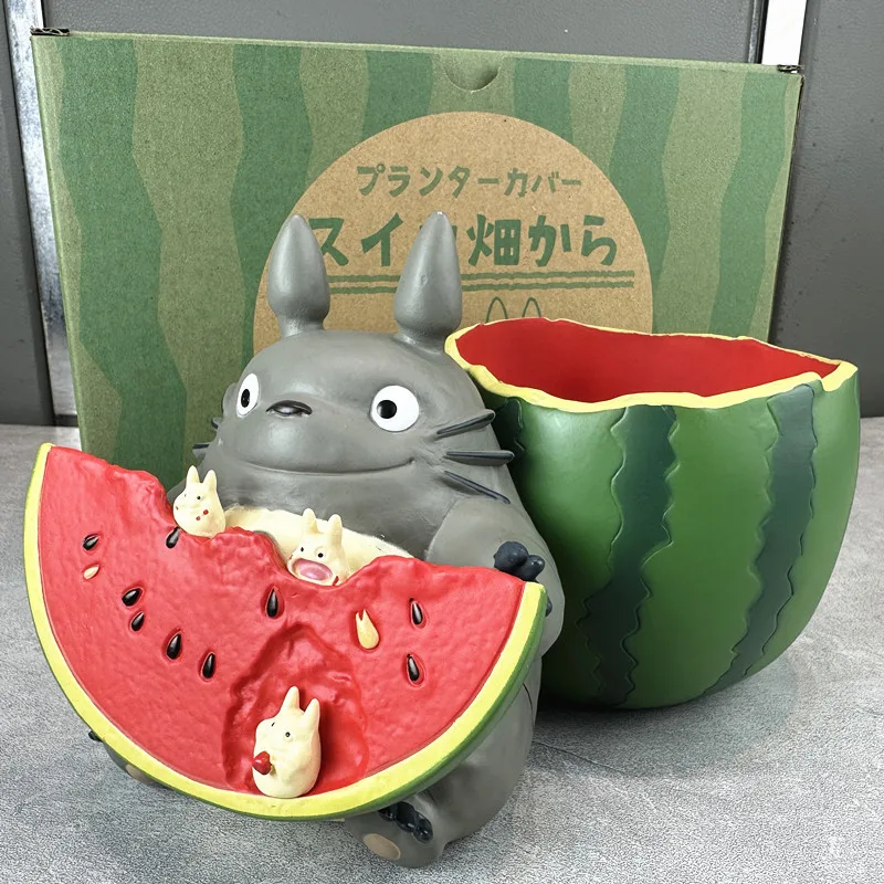 My Neighbor Totoro Watermelon Flower Pot Scene Action Figures Pvc Storage Ornament Collectible Model For Hobbyist Collector Gift