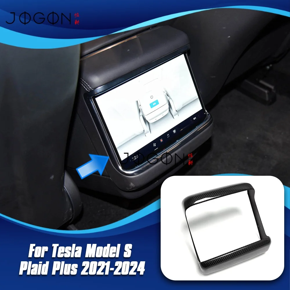 

For Tesla Model S Plaid Plus 2021-2024 Carbon Fiber Car Interior Rear Navigation Display Screen Panel Cover Trim Accessories