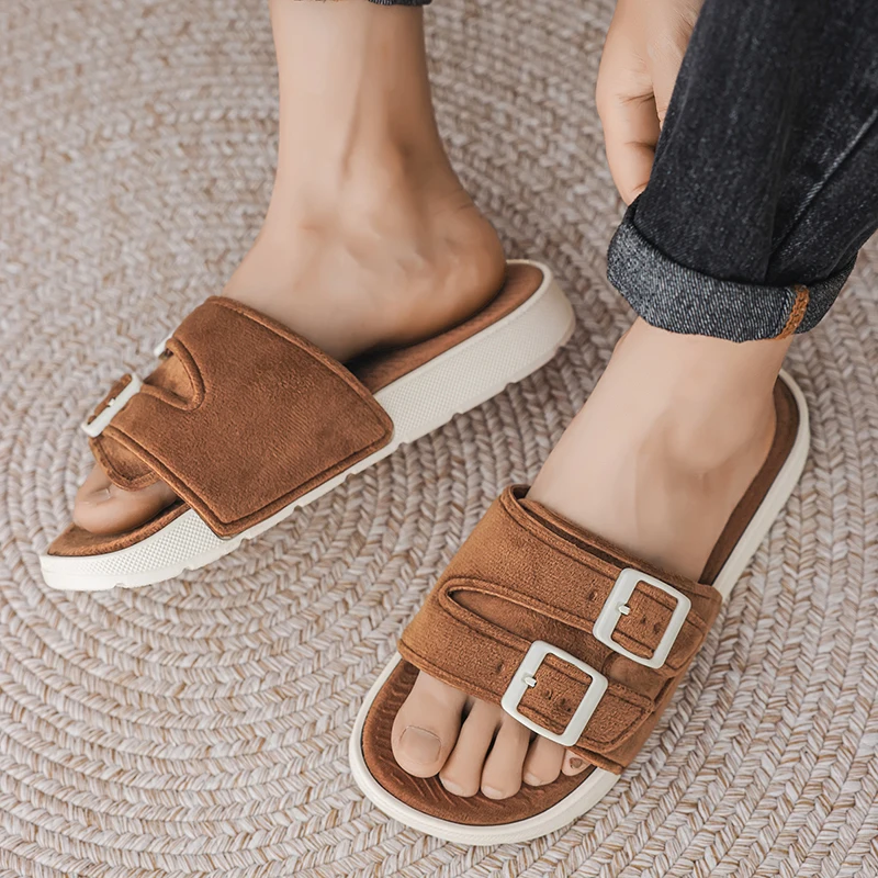 

Высококачественные домашние замшевые тапочки из хлопка, большие размеры 38-47, противоскользящие бесшумные удобные легкие тапочки на плоской подошве для пар