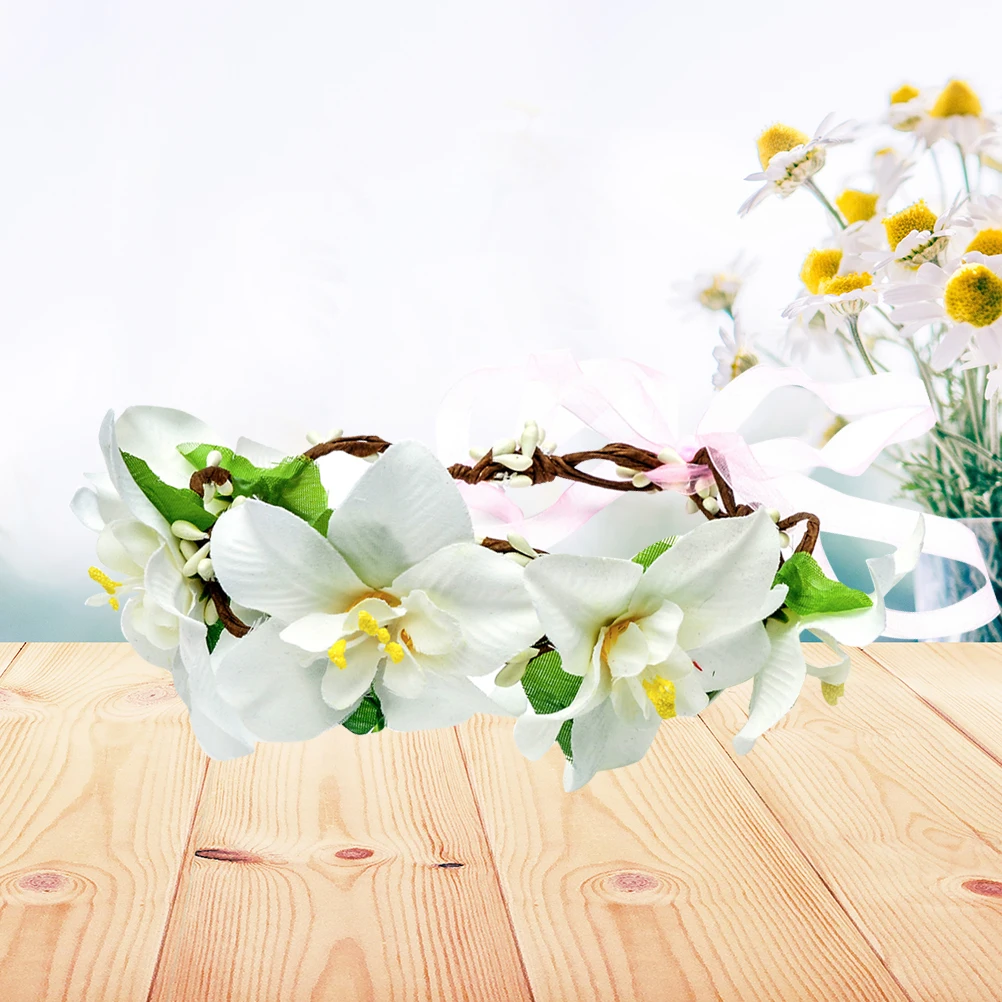 

Head Band Lily Headdress Wreaths Bride Hair Accessories Wedding Crown Floral Crowns for Women