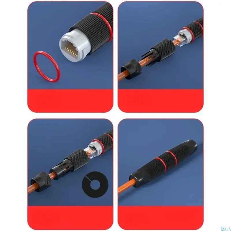 R91A RJ45 Waterproof Connector IP67 Ethernet Cable Strong Resistant to Pull