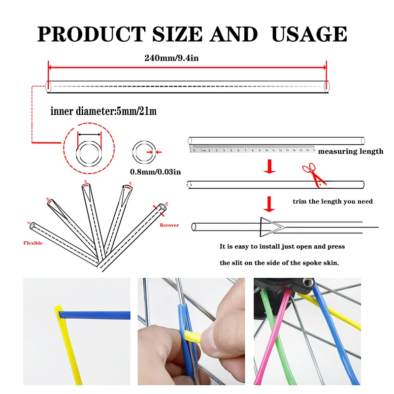 Motorcycle 24CM Colorful wheel hub spoke nipples suitable for ENDURO MX pit bike mountain bike tire steel wire plastic sleeves