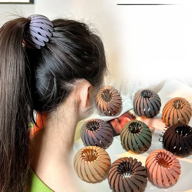 Korean version of versatile shining velvet surface bird\'s nest lazy disc hair band high ponytail ball head fixed hair accessorie