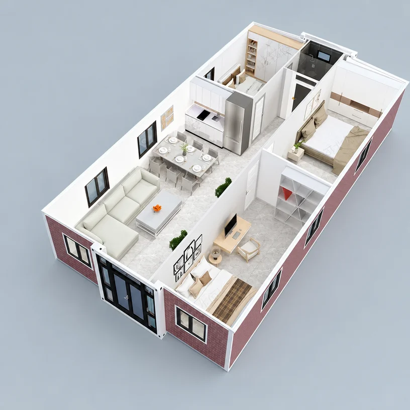 Fast Build 40ft Expandable Modern Container House 4 Bedroom Prefab Mobile Home Durable Modular School Multi-purpose Living