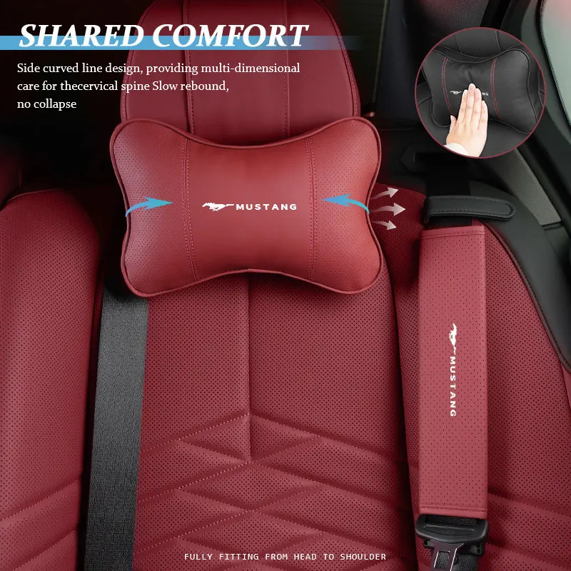 For Mustang Soft Car Headrest Cushion Seat Belt Shoulder Protector Cover Fiesta Kuga Edge Mondeo Shelby GT Fender - view 3