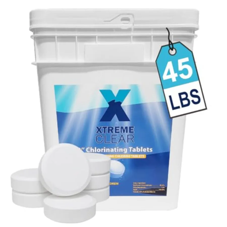 XtremeClear 45 libbre compresse di cloro 3 compresse di cloro per piscina spa linguette di cloro a dissoluzione lenta a lunga durata compressa da 3 pollici