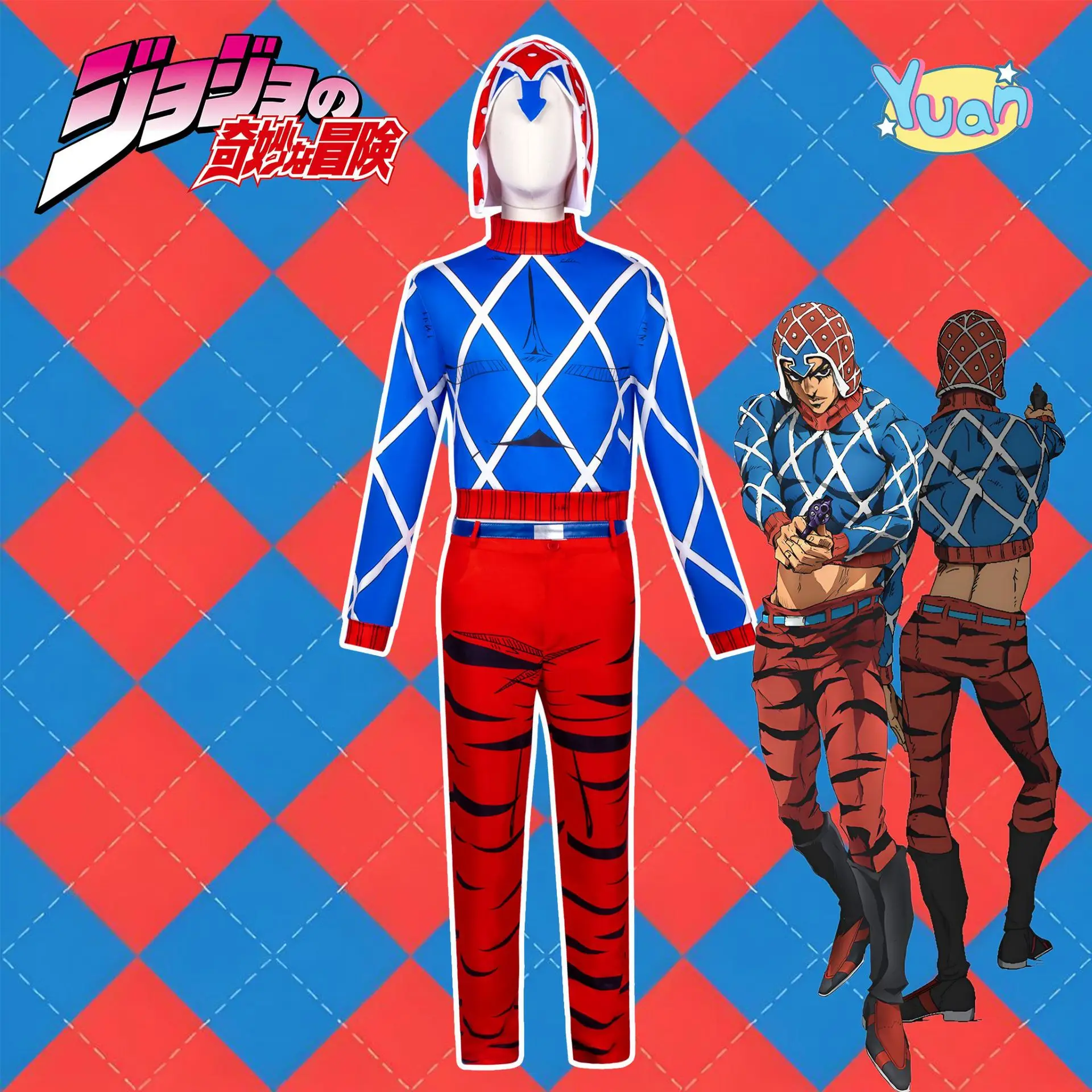 Костюм для косплея Guido Mista, Невероятные приключения ДжоДжо, Золотой ветер, аниме, фиолетовая рубашка, шляпа, наряд для ролевых игр на Хэллоуин