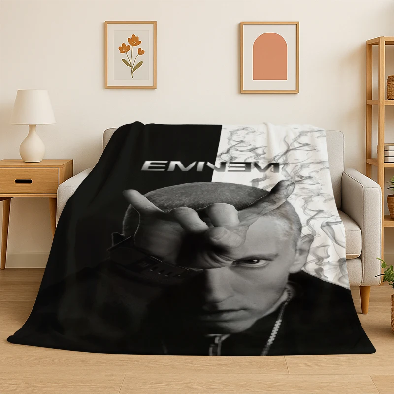 Rapper Eminem Tupac 17pac Hip Hop Rap God Flannel Blanket Soft Warm Throw Blanket for Bedroom Living Room Bed Travel Picnic