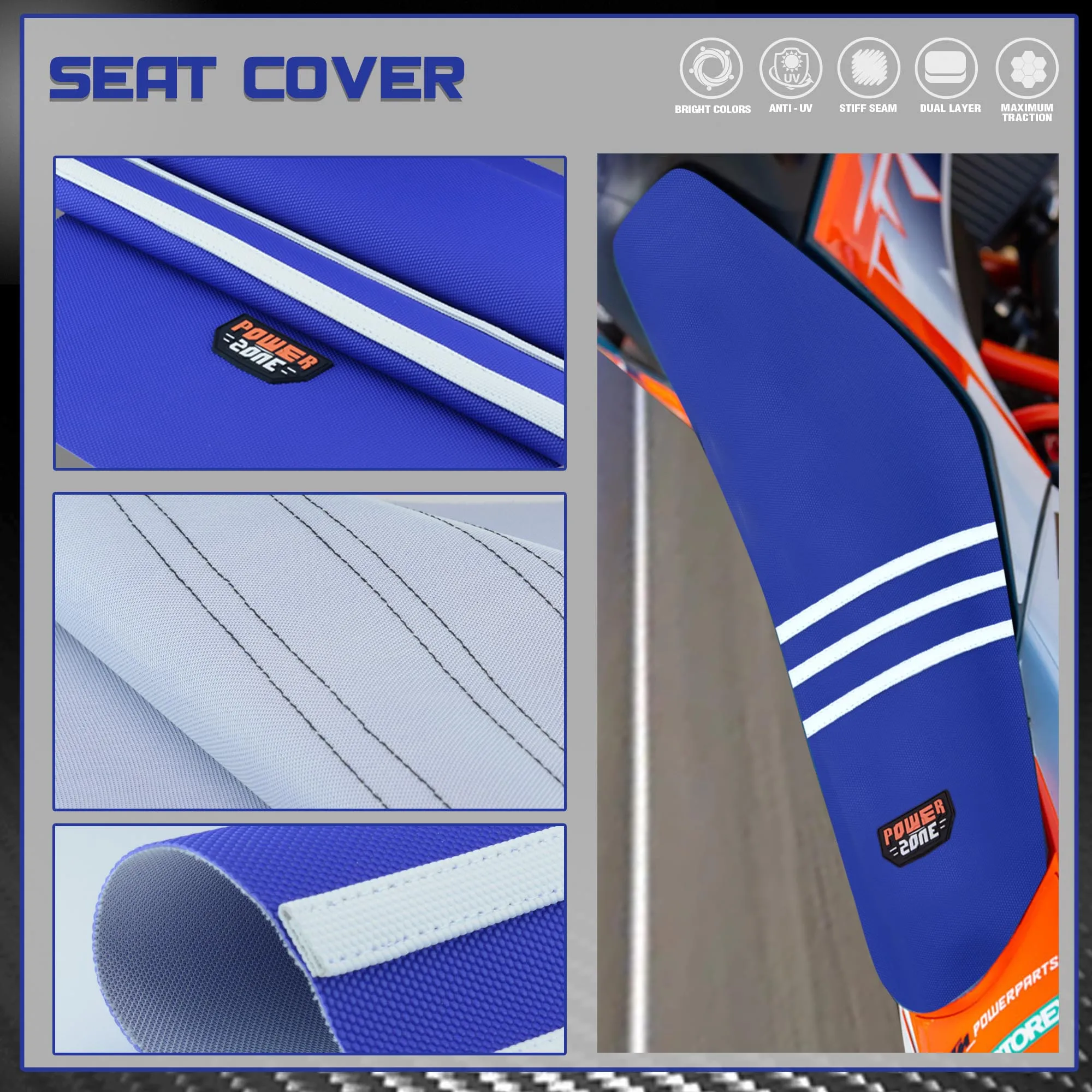 MCHMFG Rib Ribbed Gripper Seat Cover in Waterproof Set Protection Antislip Upset Apply to For SXF EXC KXF CRF YZF WR TC TE 003