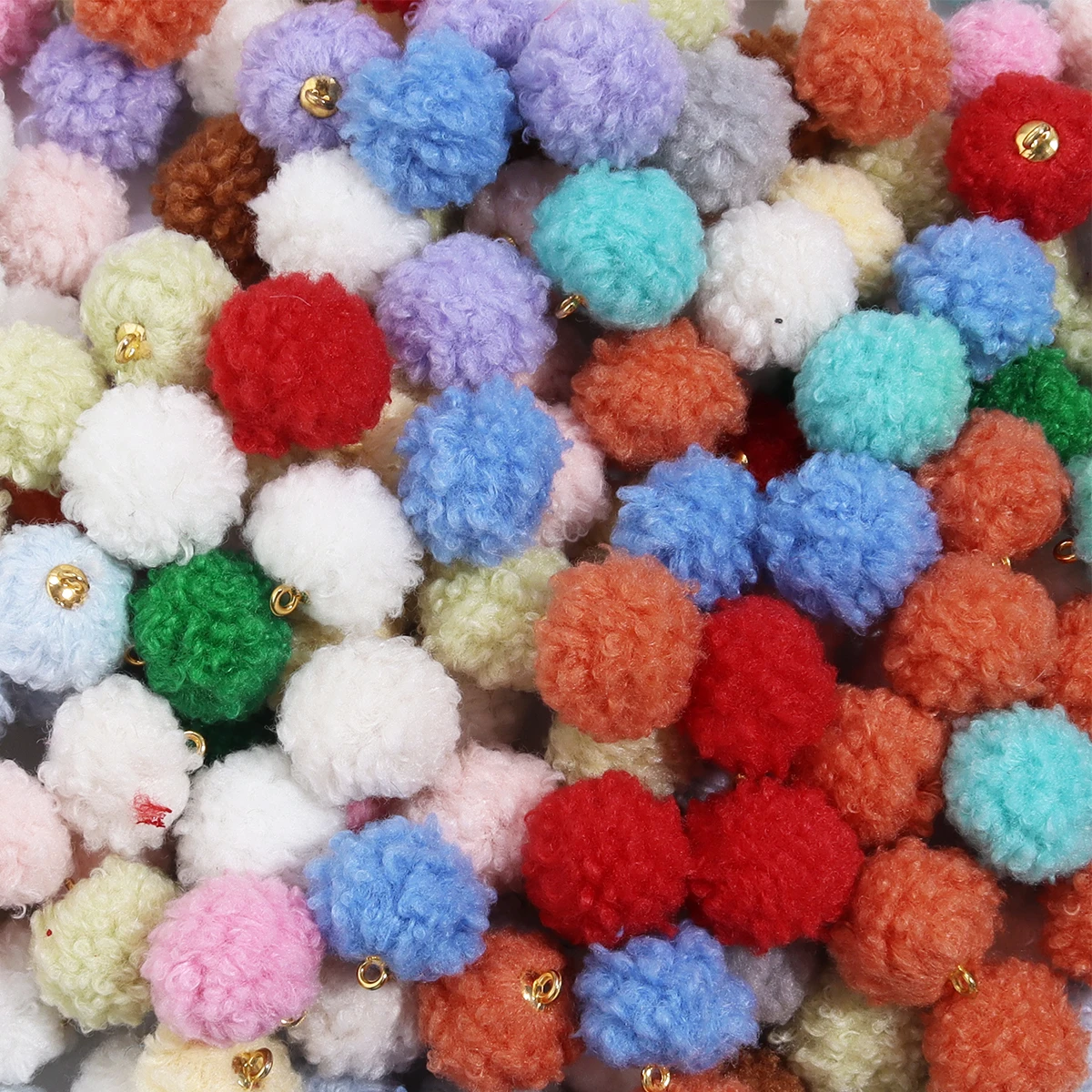 20Pcs/Lot 2cm Plush Fur Covered Ball Beads Colorful Pompom Charms For Ornament Making Supplies DIY Crafts Pendant Accessories