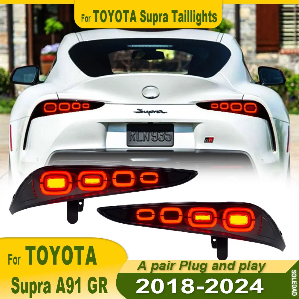 A pair Car Lights For Toyota Supra A91 GR 2018-2024 Tail lights LED DRL Projector Lens Dynamic turn signal Rear Lamp Accessories