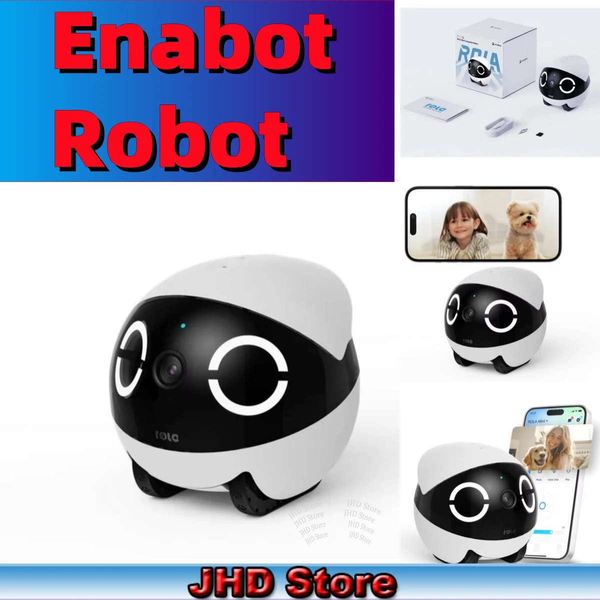 

JHD для 2025 года, новый робот Enabot ROLA Mini Pet Companion, 2K камера, интеллектуальный робот, беспроводной робот дистанционного мониторинга для собак и кошек