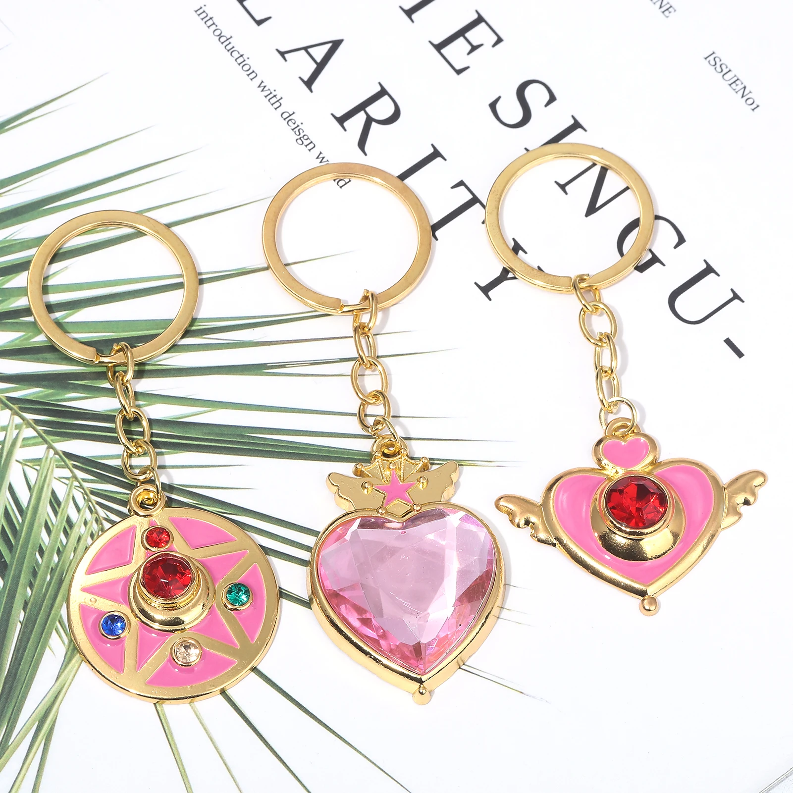 Anime Cute Pink Girl Necklace Tsukino Usagi Magical Transformation MOON Girl Keychian Cosplay Props Gift Men Women Bag Jewelry