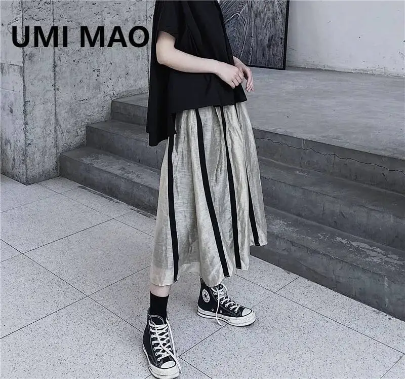 

UMI MAO Yamamoto Юбка из темной пряжи Femme в полоску Нишевый дизайн Японская повседневная уличная одежда Готическая полуюбка Y2K Fashion