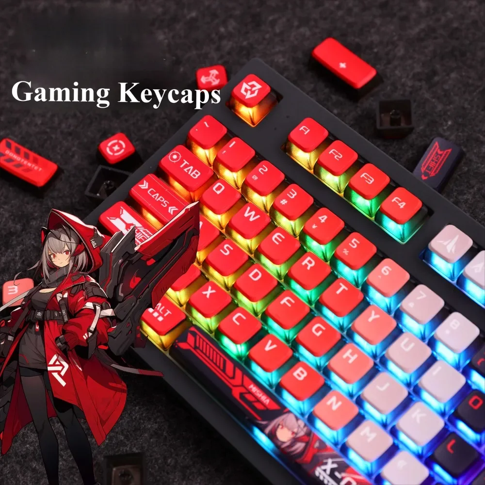 

119 Keys, Michia Themed ASA Keycap Set PBT Personality, Red, for Mx Cherry Gateron Switch Mechanical Keyboard Kit