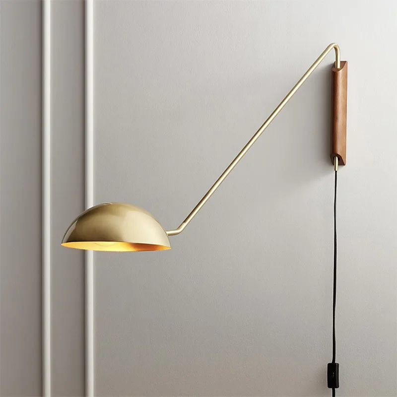

Design black/gold glossy copper wall lamp swing arm modern wall lamp living room bedroom bedside background dining room
