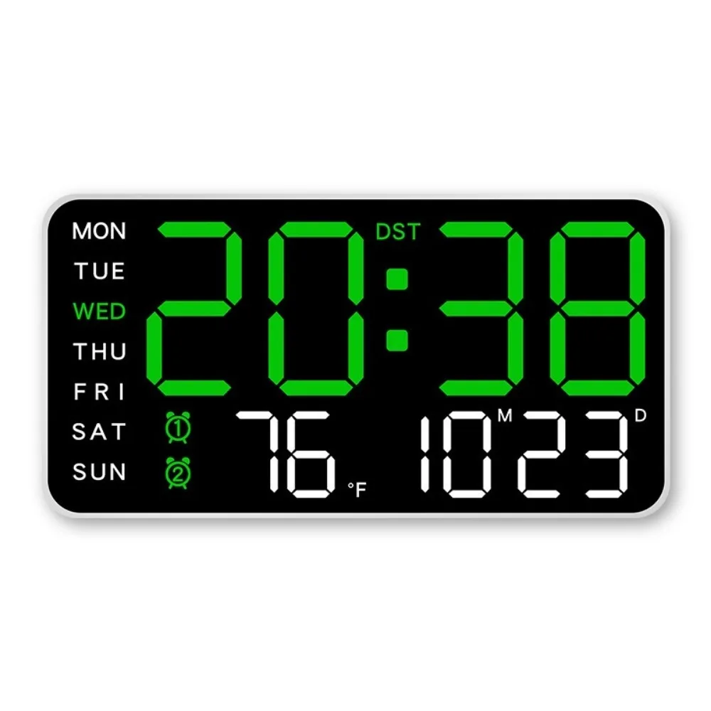 

Voice Control Digital Wall Clock Week Date Display Large Display LED Alarm Clock Temperature Display DST Function