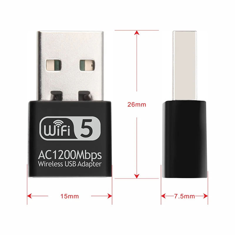 AC 600/1200Mbps USB Mini Network Card Wireless Lan Ethernet 2.4G/5G 300M 867M Dual Band USB2.0 Portable Adapter for PC Laptops