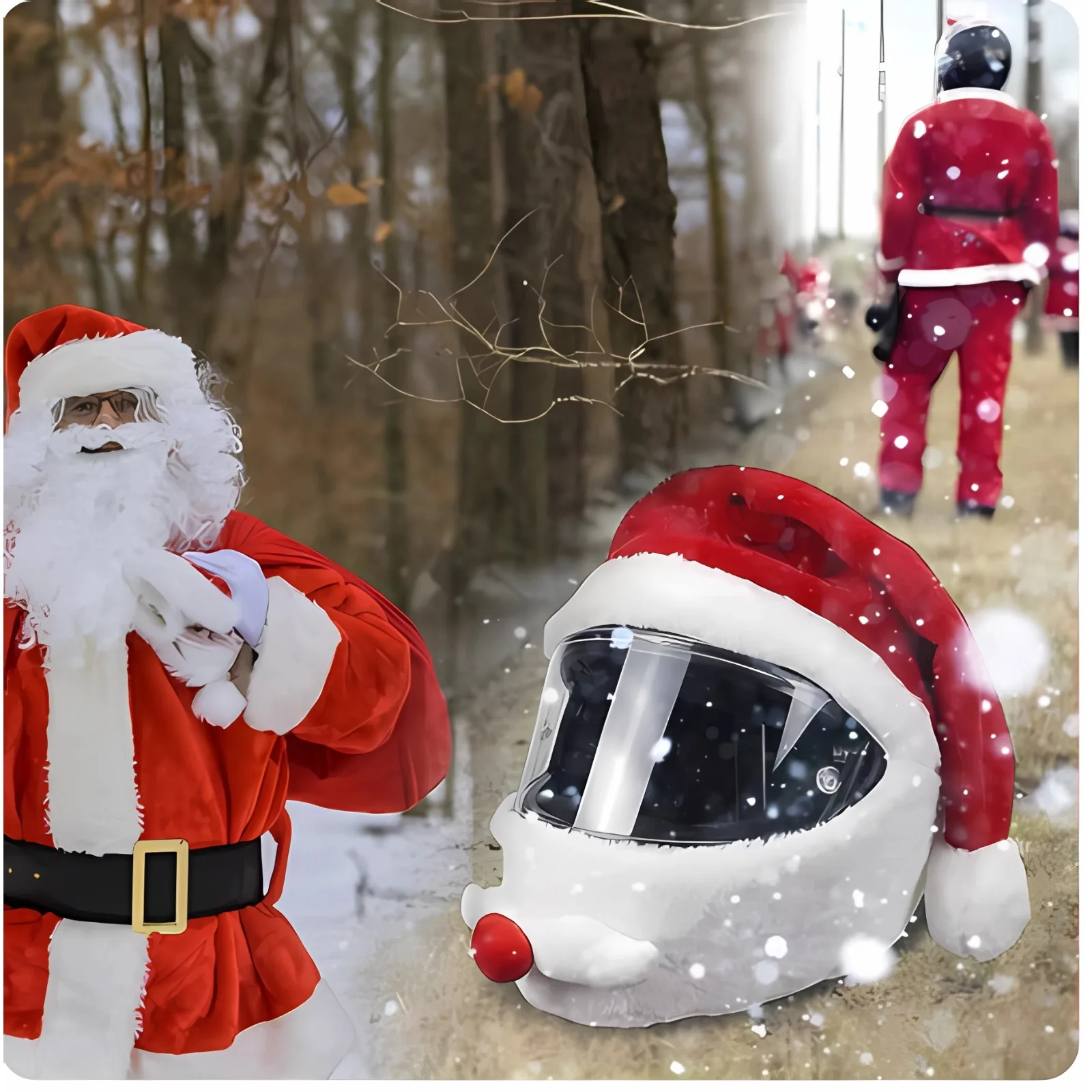 

1Pcs Motorcycle Helmet Santa Claus Motorcycle Helmet Set Crazy Funny Outdoor Christmas Hat Christmas Decoration Helmet