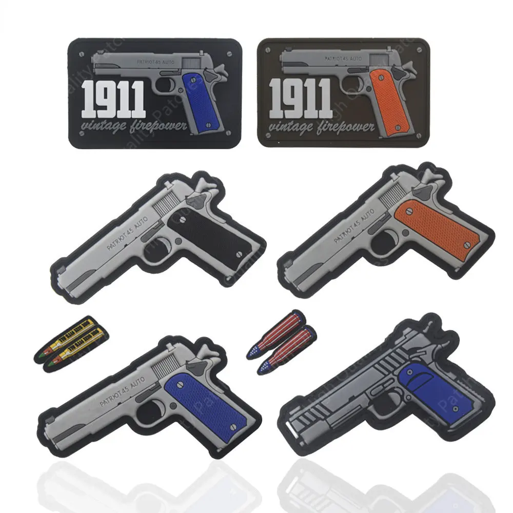 PVC 3D Pistola 1911 Rifle armas MK AK AK47 Armas Airsoft Hook Patch Fastener Badge Combate Táticas Militares Emblema Para Mochila ..