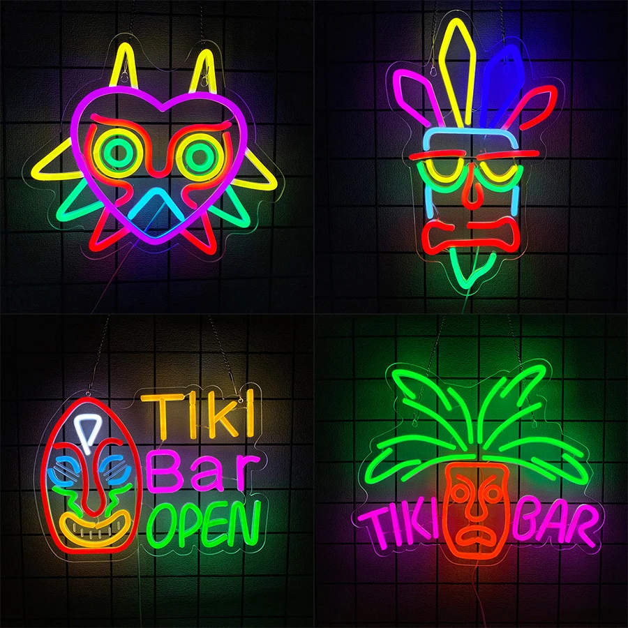Bar Open Led Neon Sign, Zelda Mask Personality Icon, Bar Club Game Room Bar Decor, The Best Gift For Boys, Teenagers Fans.