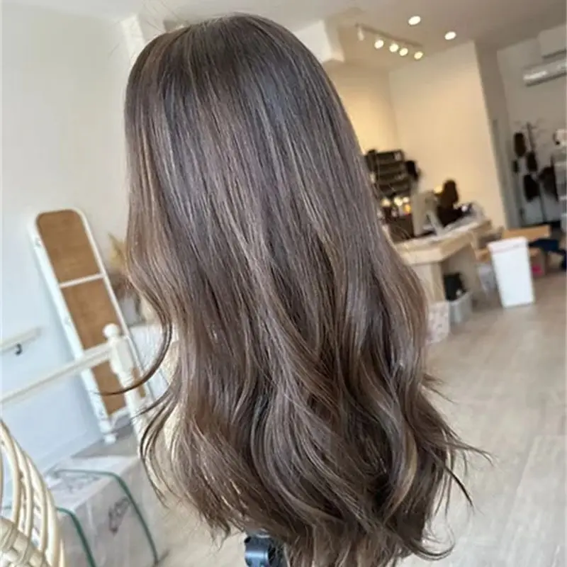 Peluca sintética HD con encaje frontal, color castaño oscuro con reflejos, sin pegamento, línea de cabello premium, para mujeres, uso diario, fiestas, cosplay