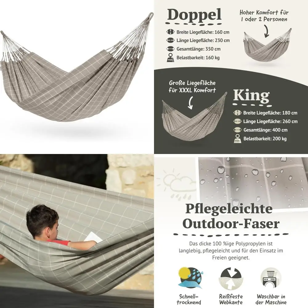 

Handcrafted King-Size Weather-Resistant Hammock for Indoor and Outdoor Comfort