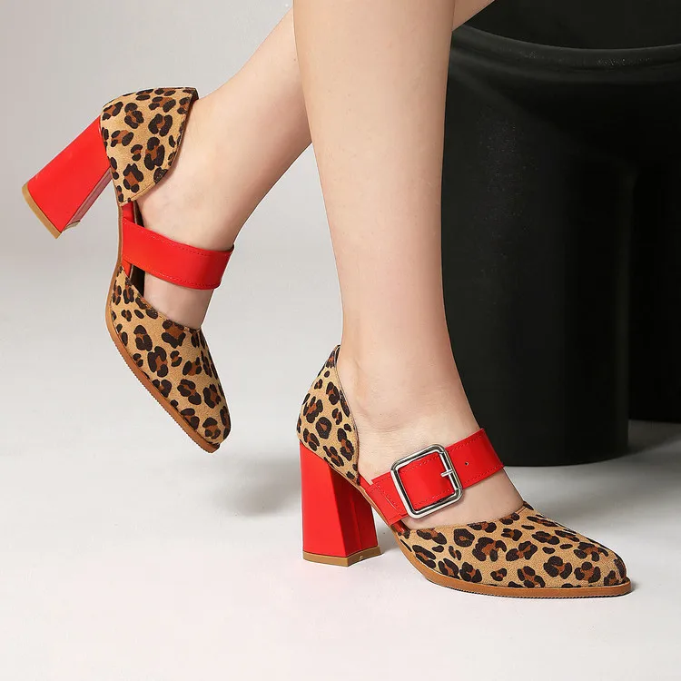 

Женские туфли-лодочки с леопардовым принтом, на квадратном каблуке, с острым носком, с ремешком и пряжкой, в стиле Мэри Джейн, для вечеринок и торжественных мероприятий
