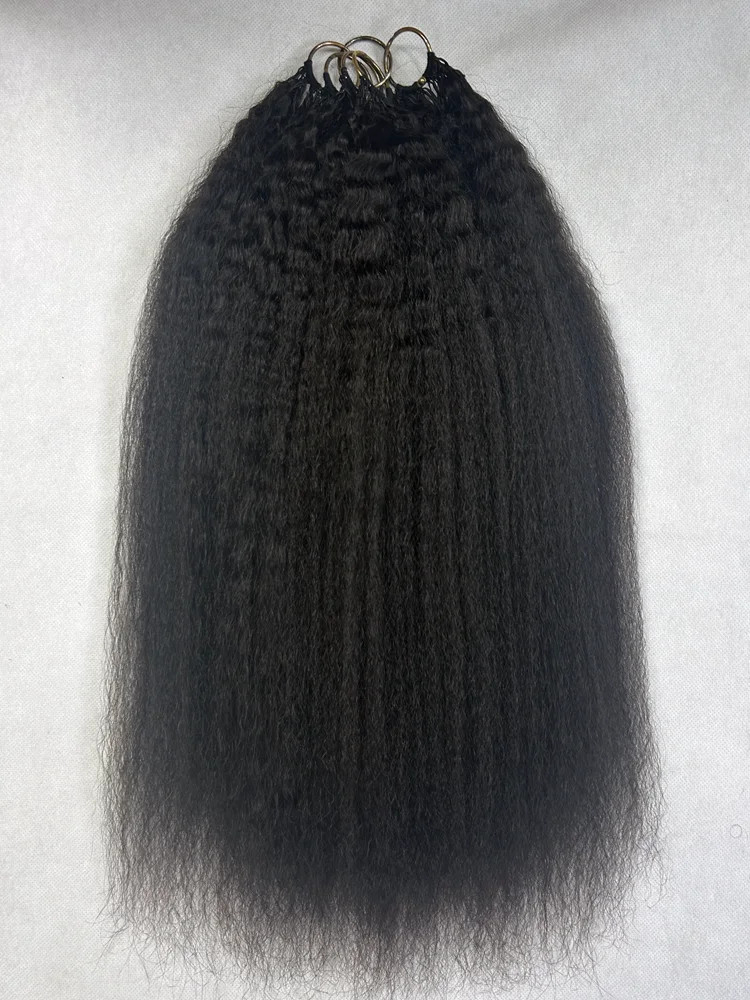 100% Remy Hair Feather Crochet Hair Kinky Straight Tangle-free Human Hair Extension Medium Drawn Natural Color Hair Extension