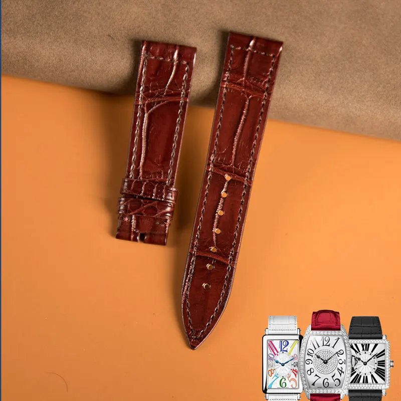 FUYIJIA 16MM~26MM Nile Crocodile Skin Watchbands Master Handmade Custom F-ranck M-uller Substitute Strap Genuine Crocodile Belt