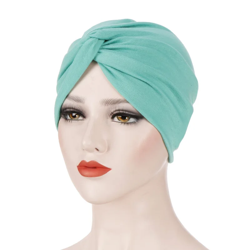 Elastic Solid Color Pre-Tied Hijab Wrap Head Scarf Hats Muslim Turban Bonnet for Women Inner Hat Fashion Female Turbantes Caps