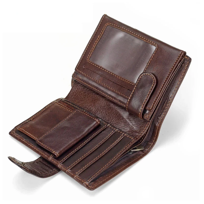 Portefeuille en cuir de vachette véritable pour hommes, porte-monnaie, pochette à moraillon ouvert, qualité supérieure, portefeuille court rétro, 2023 cm x 10cm, nouveau, 13.5