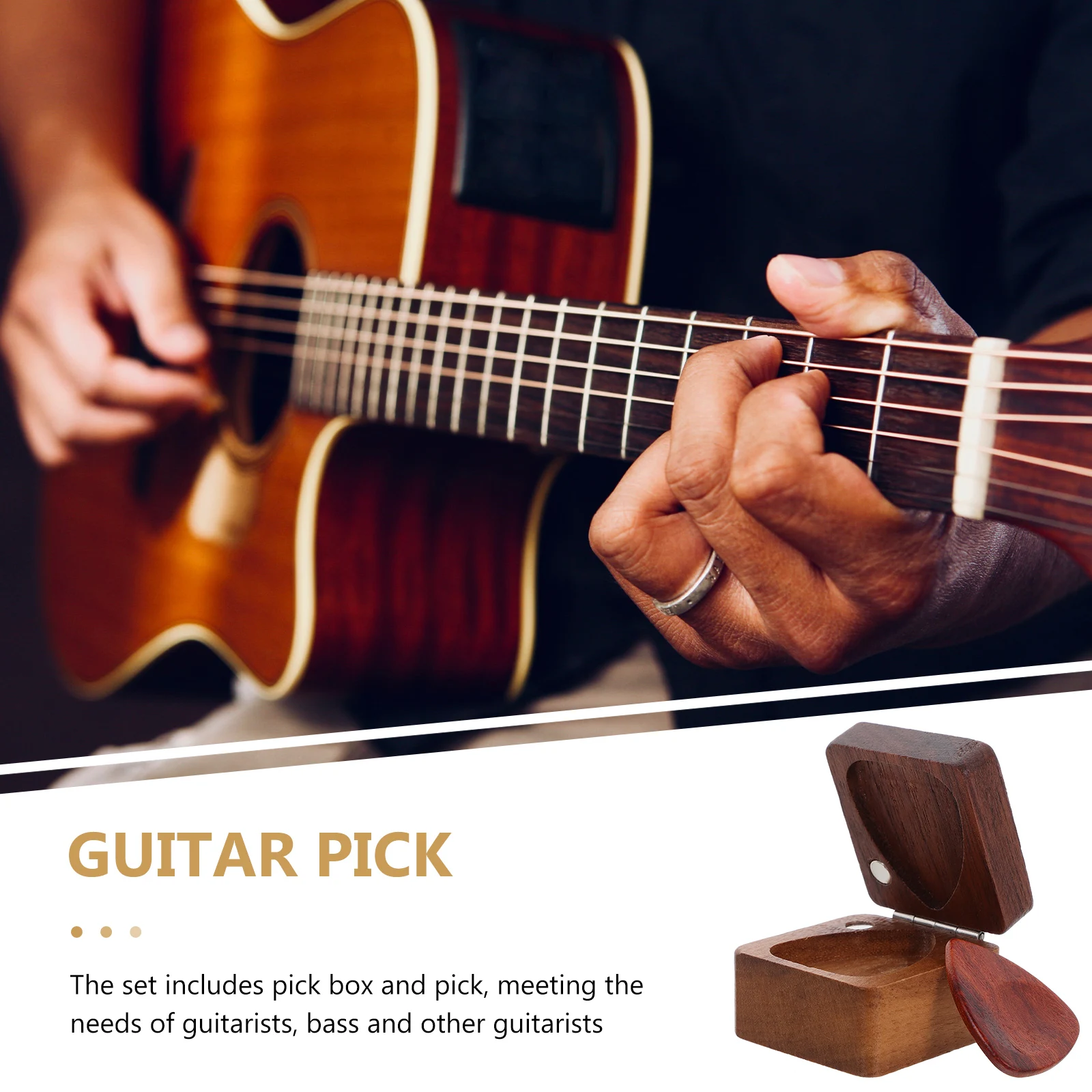 

1Set Wooden Guitar Storage Case Portable Pick Holder Compact Durable Guitar Accessories Kit Picks Holder