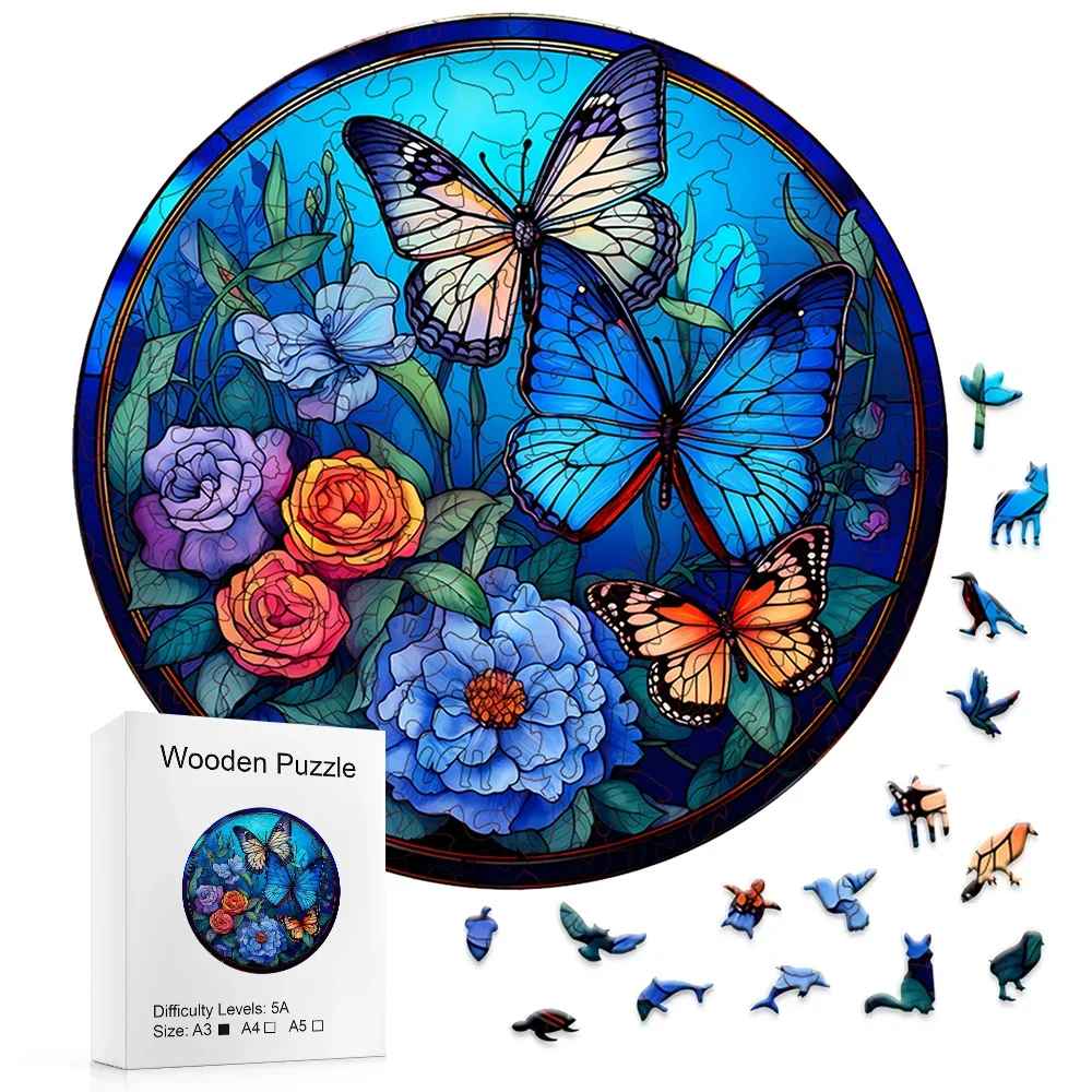 

Blue Butterfly - Advanced Player Wooden Puzzle - Creative Multiple Special Shapes, Creative Gifts For Kids, Birthday Gifts