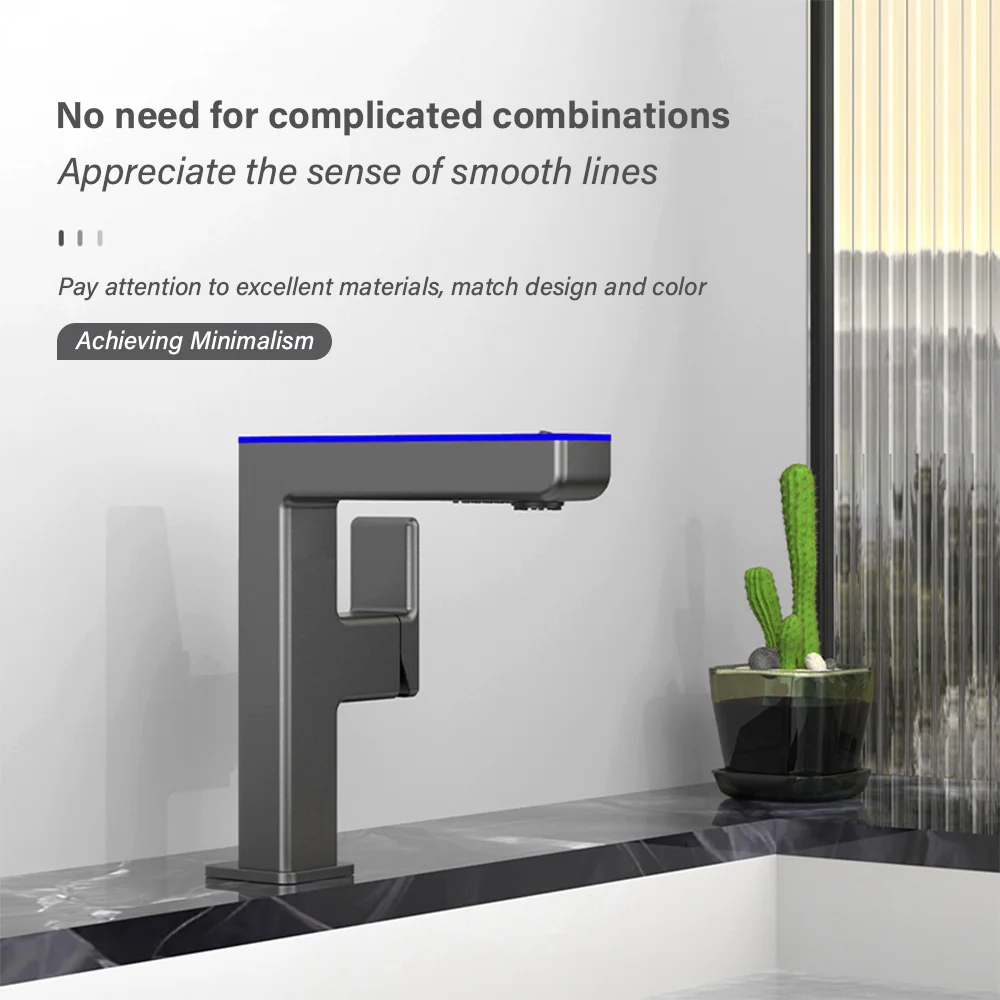 Moderne Luxus Digital Display Bad Wasserhahn Einzigen Loch Deck Montieren Messing Mixer Waschbecken Wasserhahn Waschgefäß Badezimmer Waschbecken Armaturen Farbwechsel Atmosphäre Lampe Wasserhahn für Bad