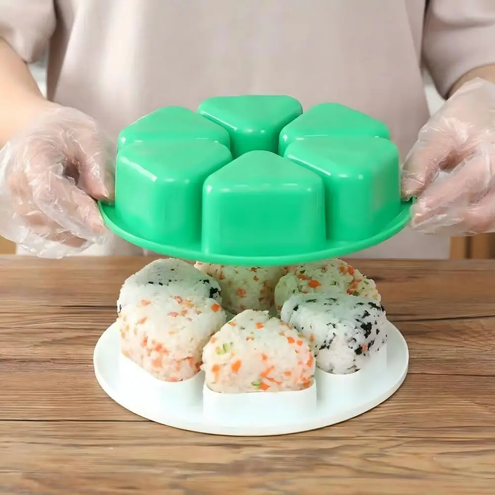 6 in 1 Triangle Onigiri Mold Food Grade Rice Ball Shaper for Sushi Non Stick DIY Rice Mold Dishwasher Safe Kitchen Tool