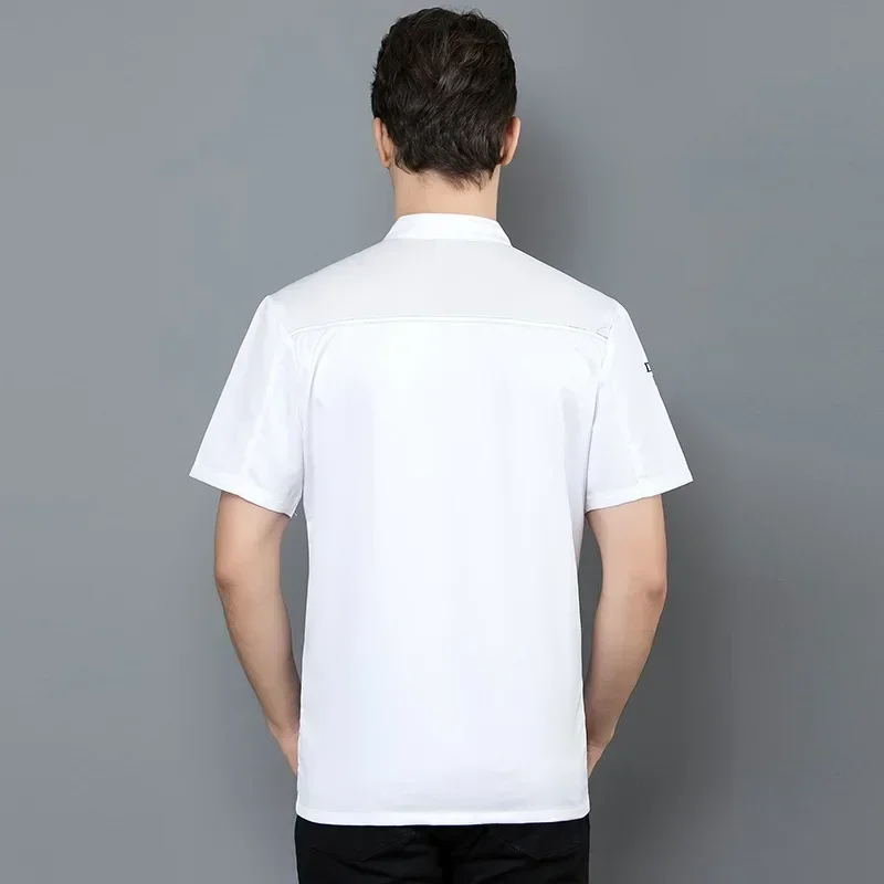 卸売ユニセックスシェフ制服フードサービスコックジャケット半袖ホテル作業服通気性ツーリングユニフォームクックトップス